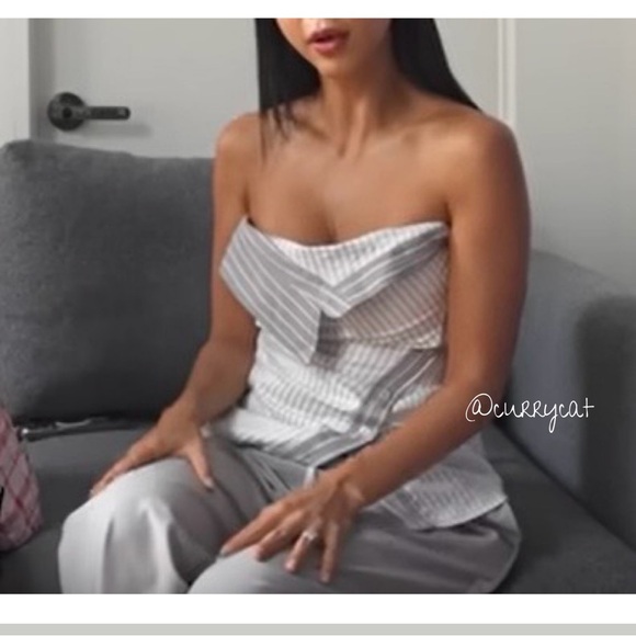 Zara NWT Striped Strapless Fold over Top - Picture 13 of 14